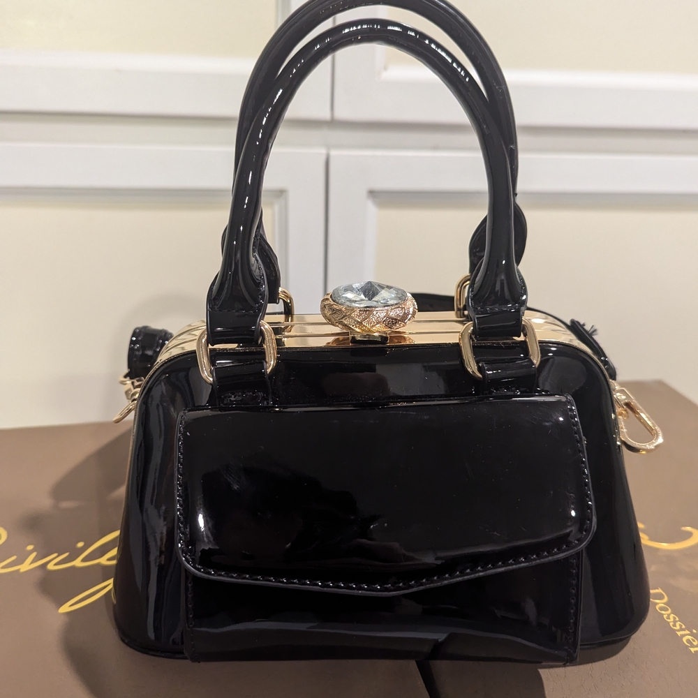 Elegant Black Patent Leather Handbag